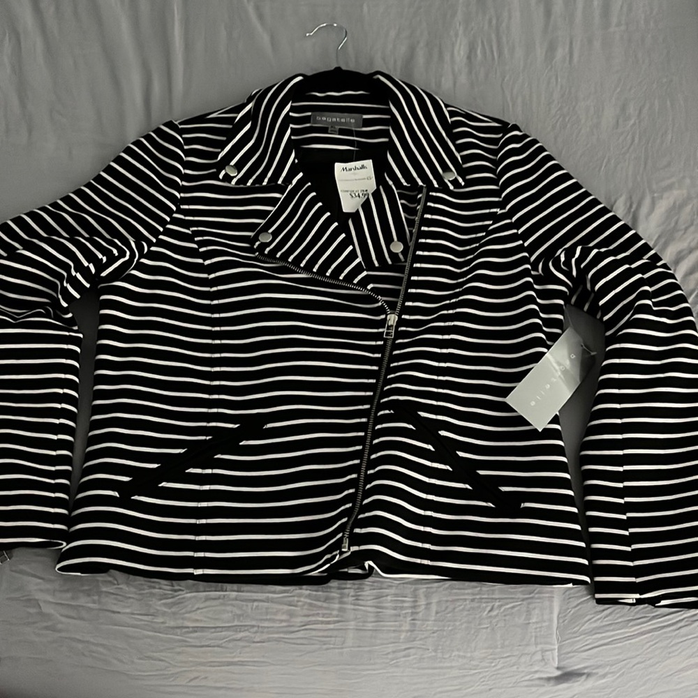 NWT Bagatelle black and white striped jacket